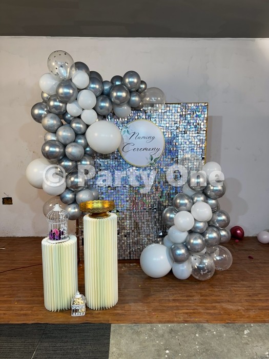 birthday Shimmery Silver Sequin Naming Ceremony Decoration